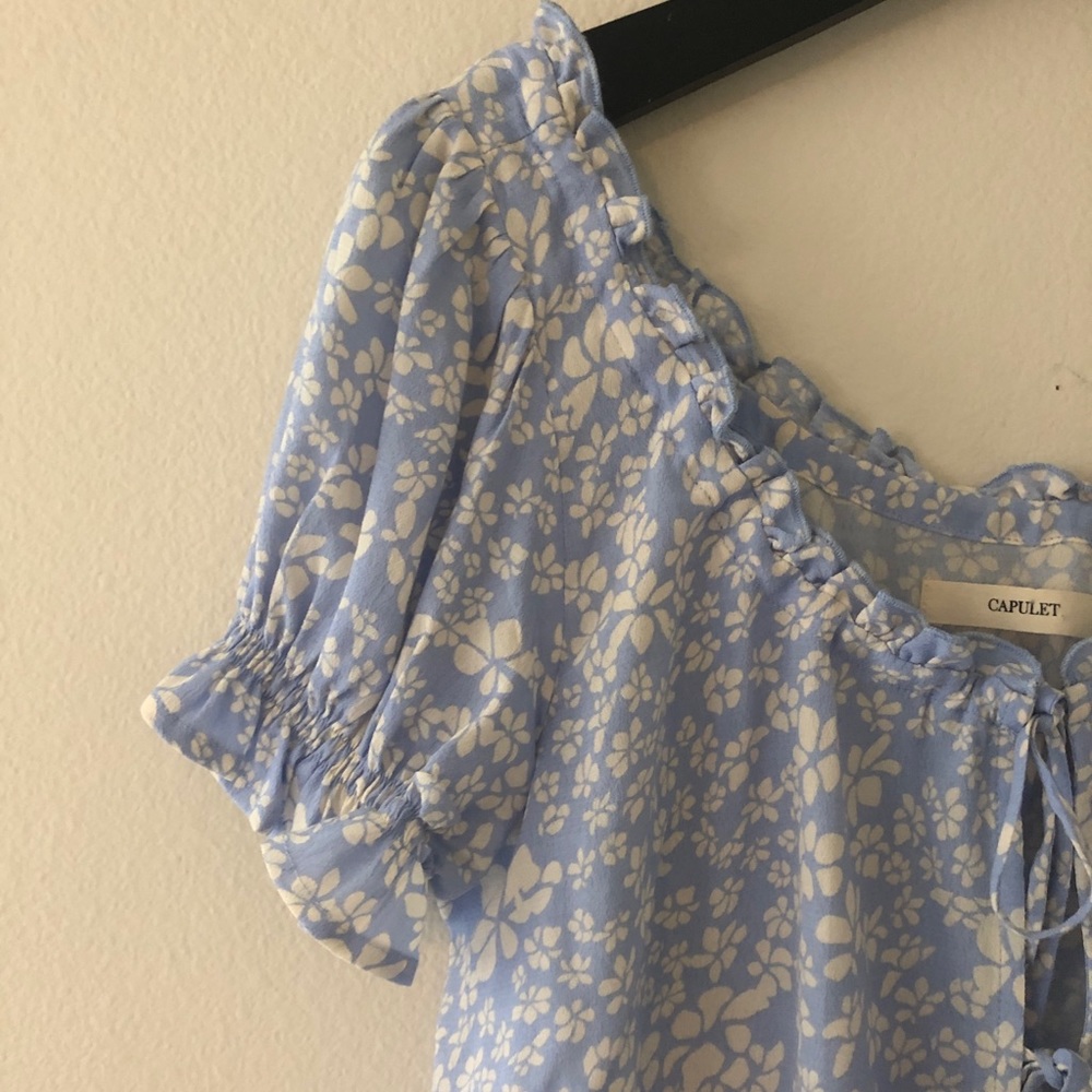 CAPULET ELEANOR LIGHT BLUE PRINTED FRONT TIE TOP - Picture 5 of 5